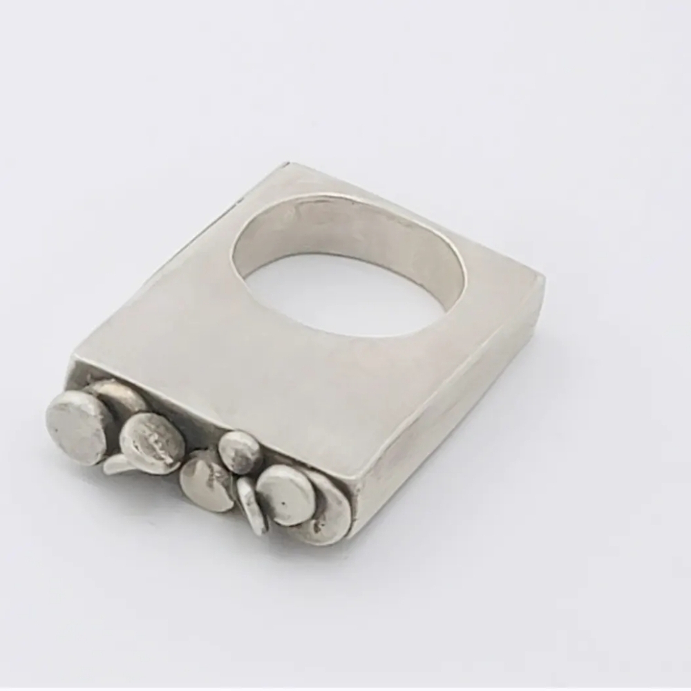 ABSTRACT HOLLOW RING HANDMADE IN STERLING SILVER METAL SIZE 8 - Picture 5 of 5
